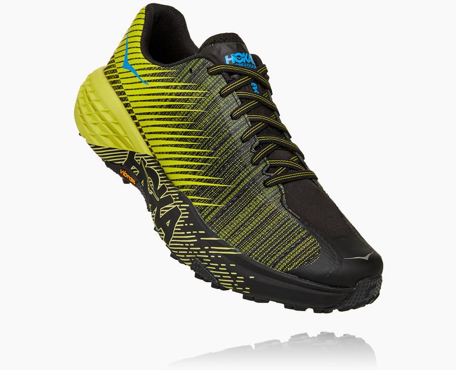 Tenis Hoka One One Trail Hombre Negros/Verdes - Evo Speedgoat - JMNC19078